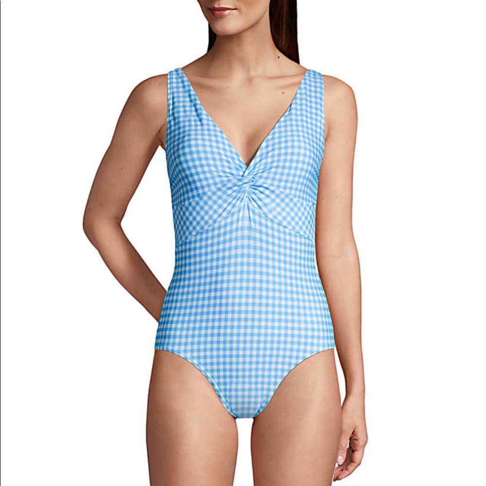 Lands End gingham bathing suit